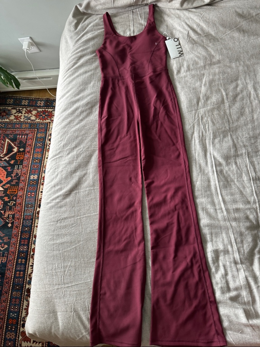 NWT WILO the Label Sleeveless Wide-Leg Flare Jumpsuit in Wine